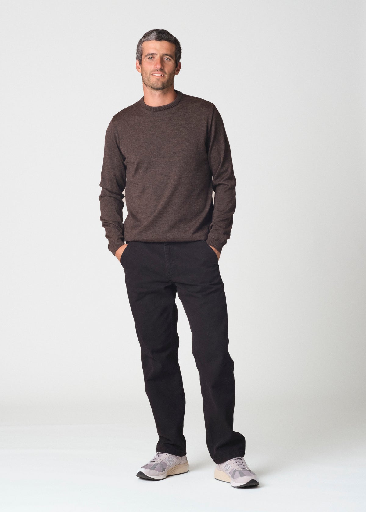 Klitmøller Collective ApS Mens basic merino knit Knitted sweaters Taupe