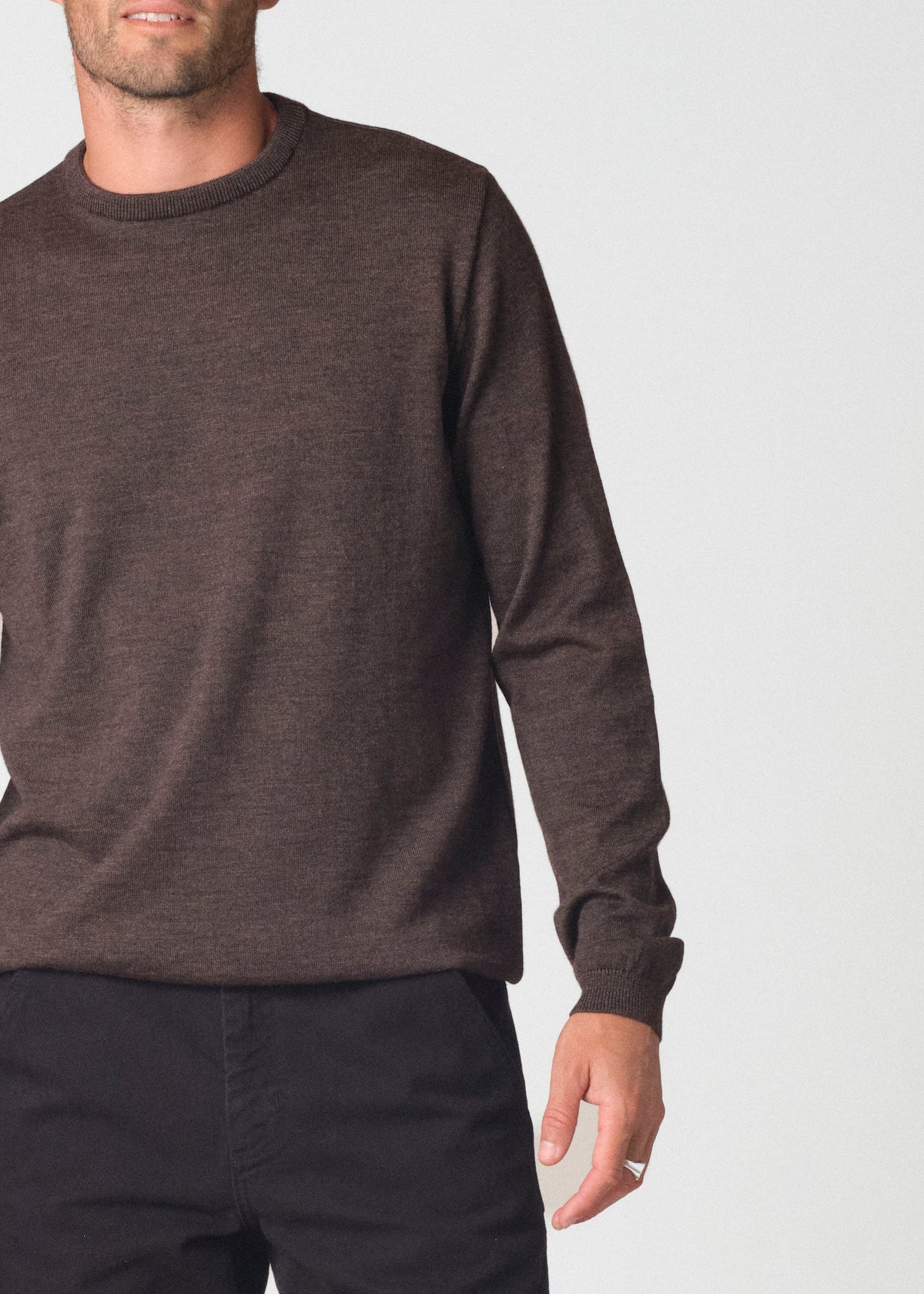 Klitmøller Collective ApS Mens basic merino knit Knitted sweaters Taupe
