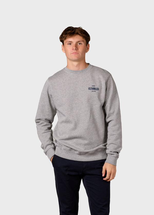 Klitmøller Collective ApS  Mens small logo crew Sweatshirts Grey melange