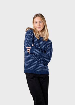 Klitmøller Collective ApS Mika knit Knitted sweaters Deep blue/cream