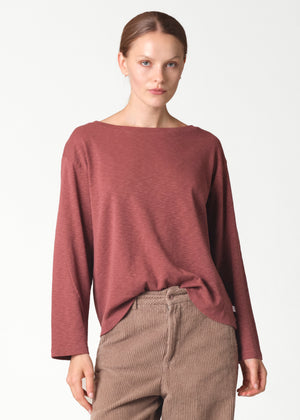 Klitmøller Collective ApS Mila wide neck L/S tee OCS T-Shirts Burgundy