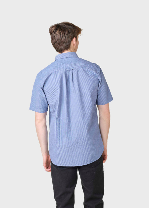 Klitmøller Collective ApS Morten short stripe shirt  Shirts White/navy/light blue overdye