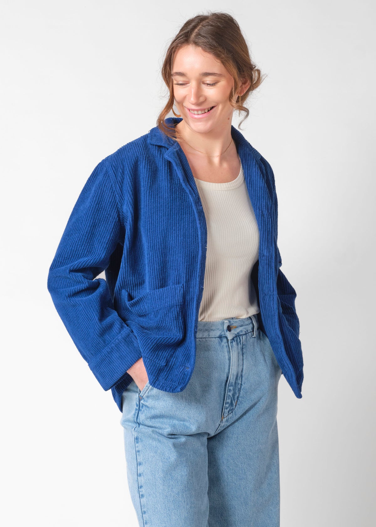 Klitmøller Collective ApS Nille cord overshirt GOTS Jackets Surf blue