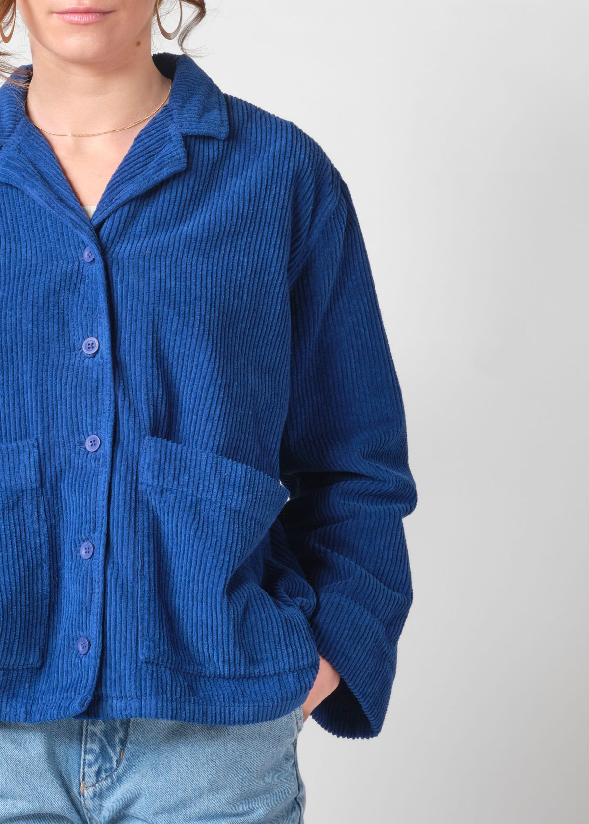 Klitmøller Collective ApS Nille cord overshirt GOTS Jackets Surf blue