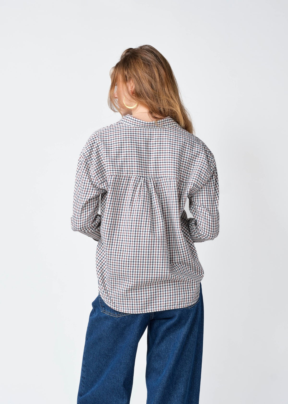 Klitmøller Collective ApS Ofelia short check shirt Shirts Cream/burgundy/navy