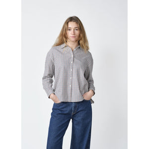 Klitmøller Collective ApS Ofelia short check shirt Shirts Cream/burgundy/navy