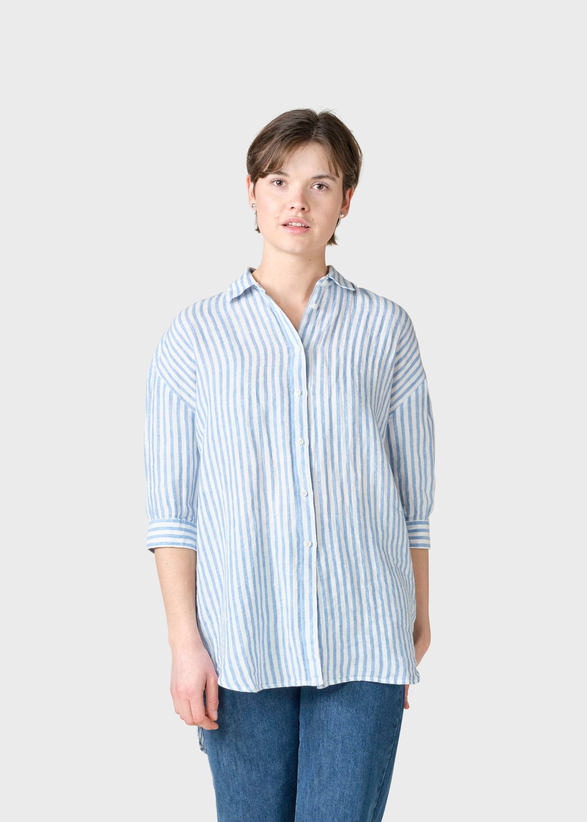 Klitmøller Collective ApS Oline linen shirt  Shirts Cream/light blue