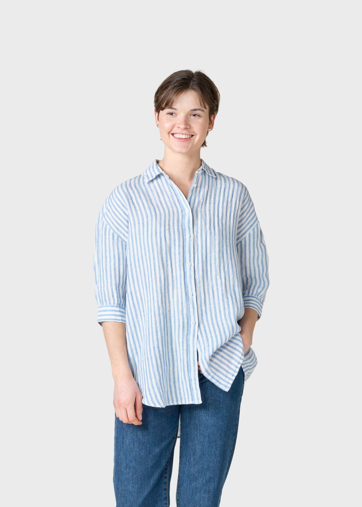 Klitmøller Collective ApS Oline linen shirt  Shirts Cream/light blue