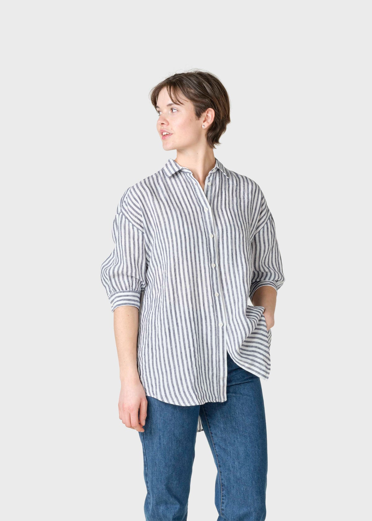 Klitmøller Collective ApS Oline linen shirt  Shirts Cream/navy