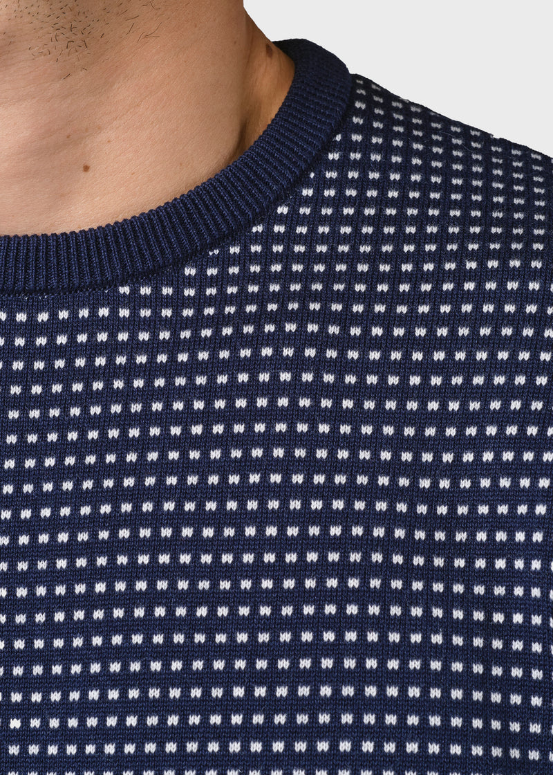 Klitmøller Collective ApS Otto knit Knitted sweaters Navy/cream melange dots