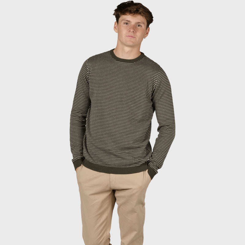 Klitmøller Collective ApS Otto knit Knitted sweaters Olive/cream melange dots