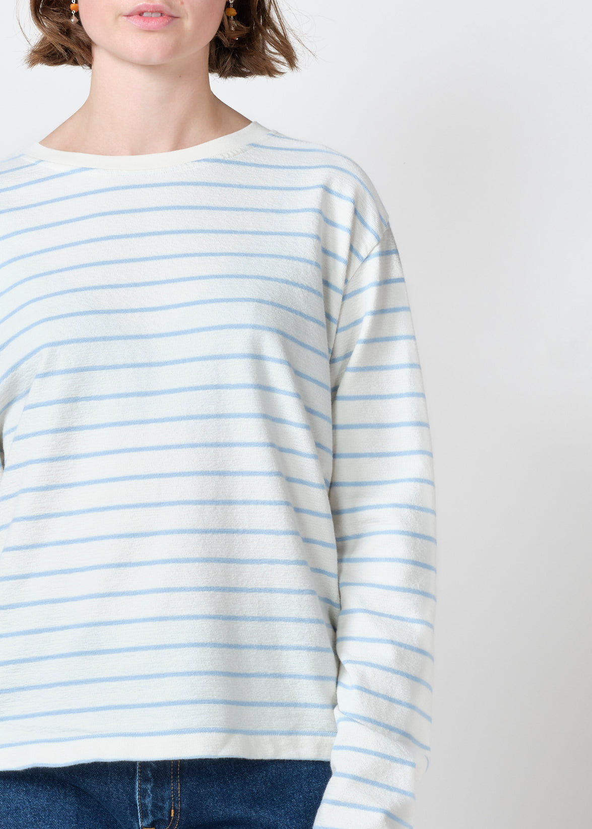 Klitmøller Collective ApS Paulina L/S tee T-Shirts Cream/light blue