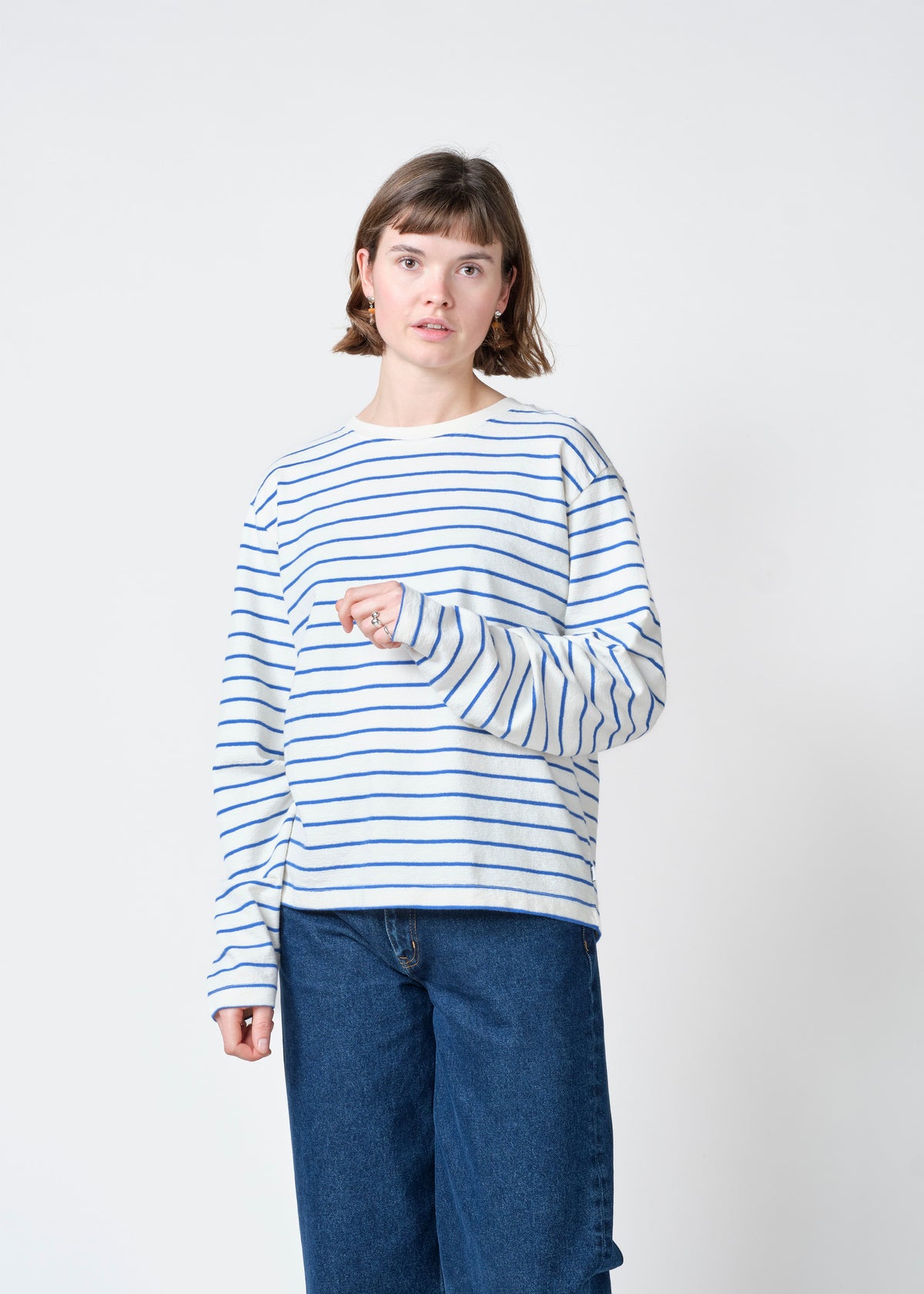 Klitmøller Collective ApS Paulina L/S tee T-Shirts Cream/surf blue