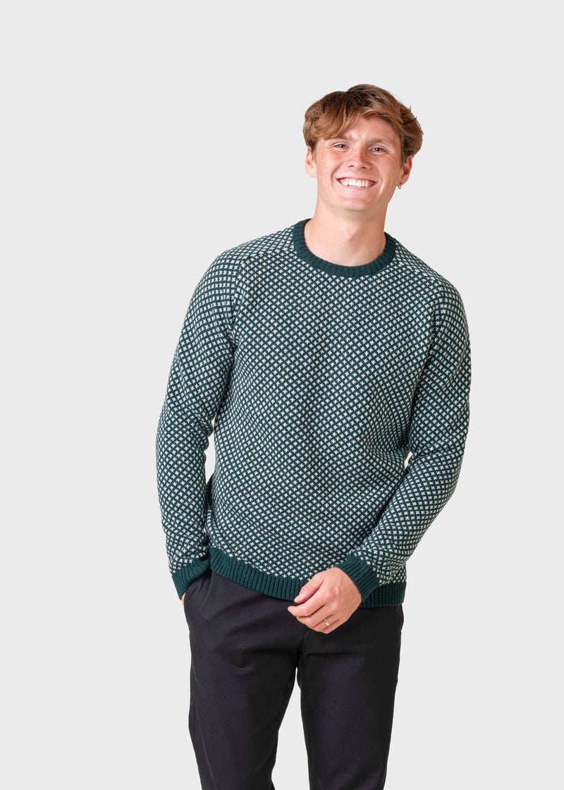 Klitmøller Collective ApS Rene knit  Knitted sweaters Moss green/cream