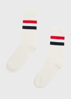 Klitmøller Collective ApS Retro cotton sock Socks Cream/navy/red