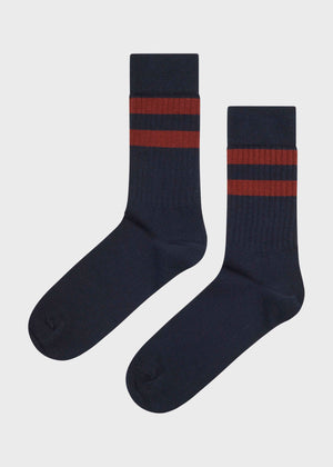 Klitmøller Collective ApS Retro cotton sock Socks Navy/clay red