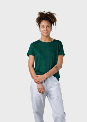 Klitmøller Collective ApS Rikke linen tee T-Shirts Moss Green