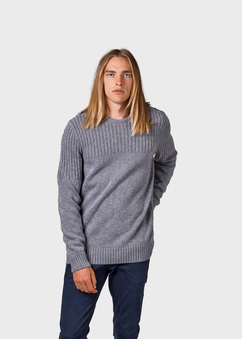 Klitmøller Collective ApS Søren knit Knitted sweaters Light grey
