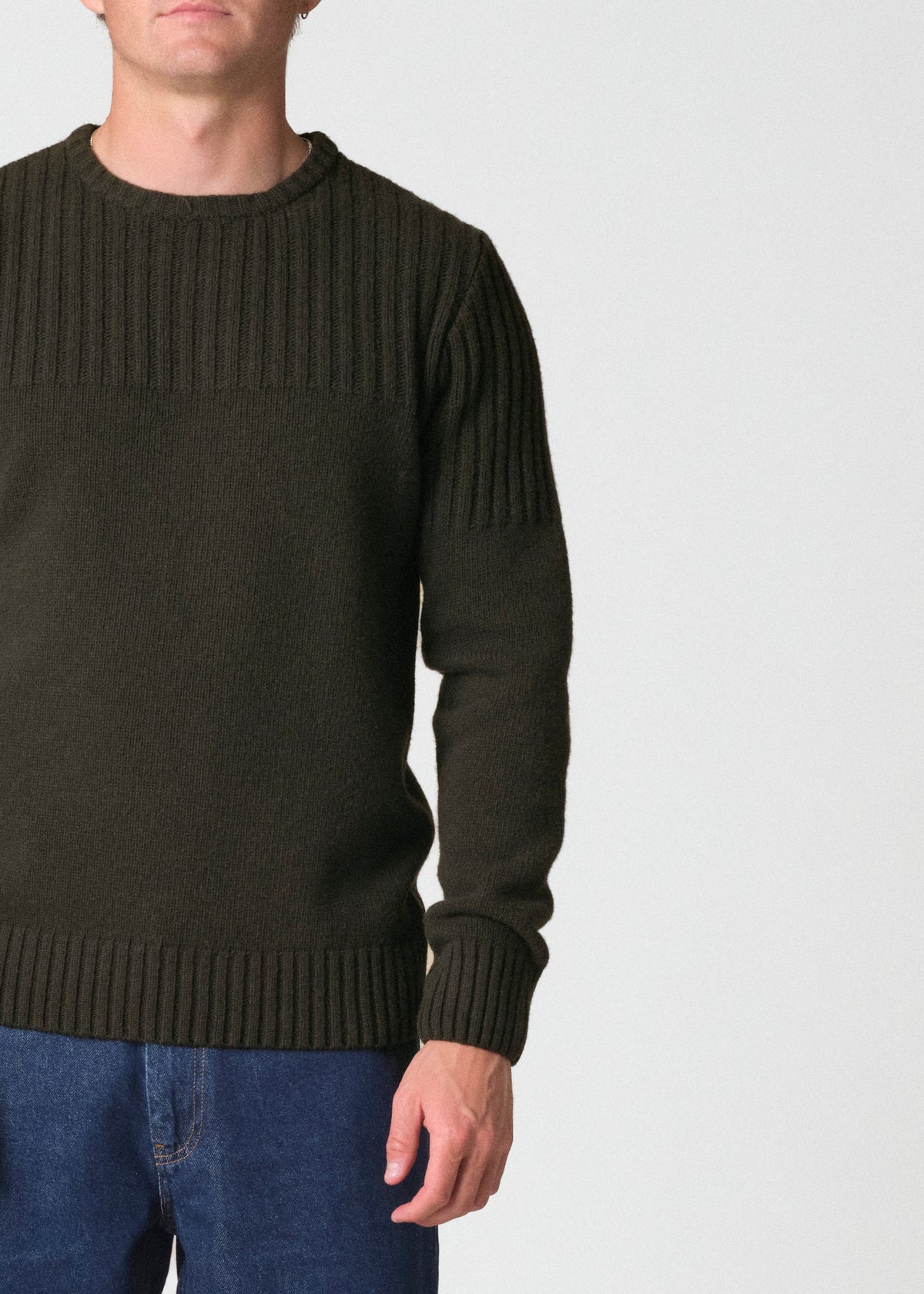 Klitmøller Collective ApS Søren knit Knitted sweaters Olive