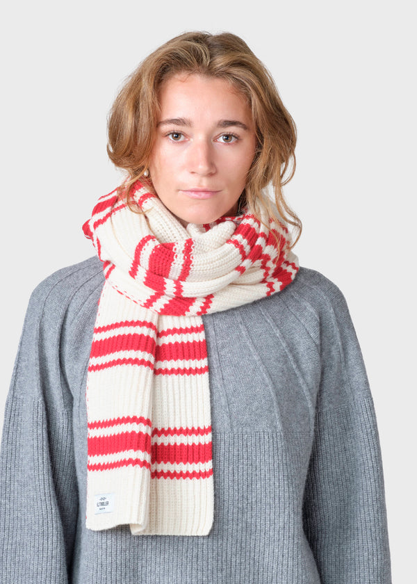 Klitmøller Collective ApS Stripe wool scarf Scarfs Cream/red