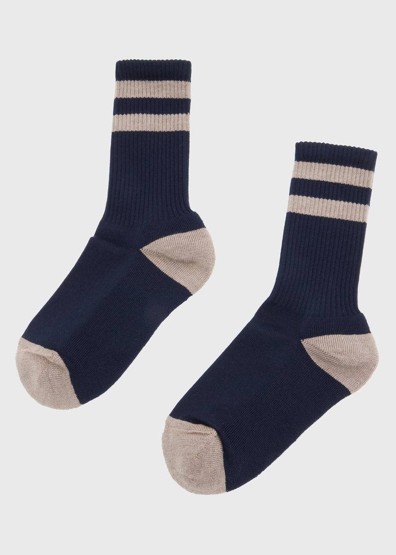 Klitmøller Collective ApS Striped merino sock Socks Navy/sand