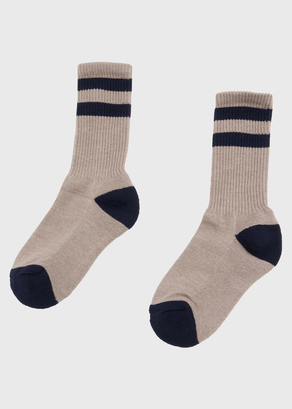 Klitmøller Collective ApS Striped merino sock Socks Sand/navy