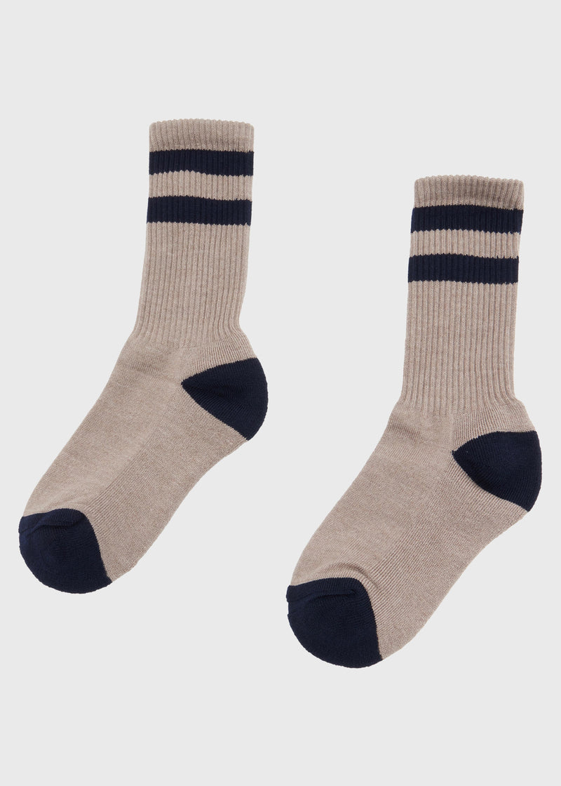 Klitmøller Collective ApS Striped merino sock Socks Sand/navy