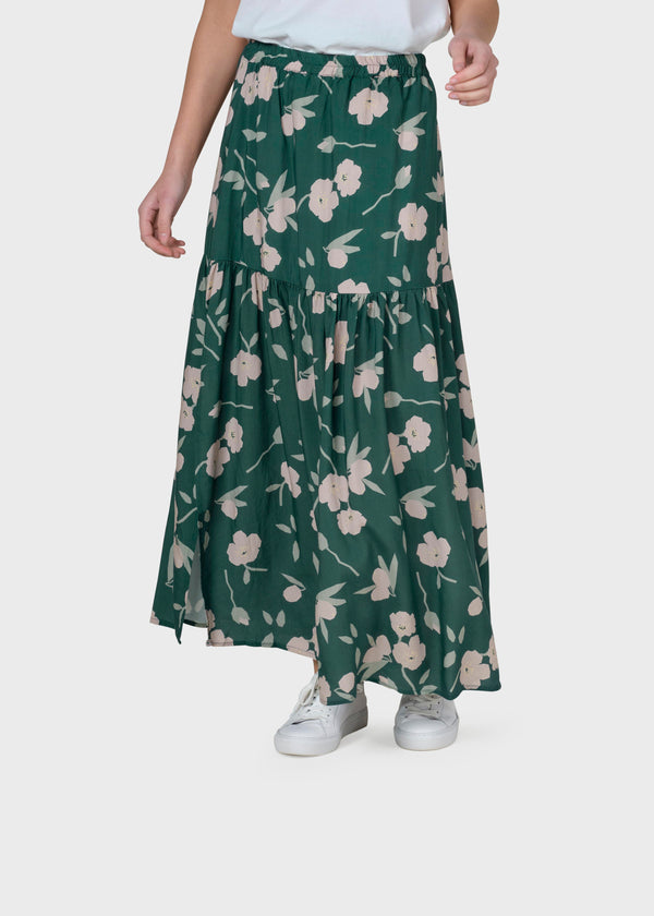 Klitmøller Collective ApS Sue print skirt Skirts Moss green bottom/sage/rose flowers