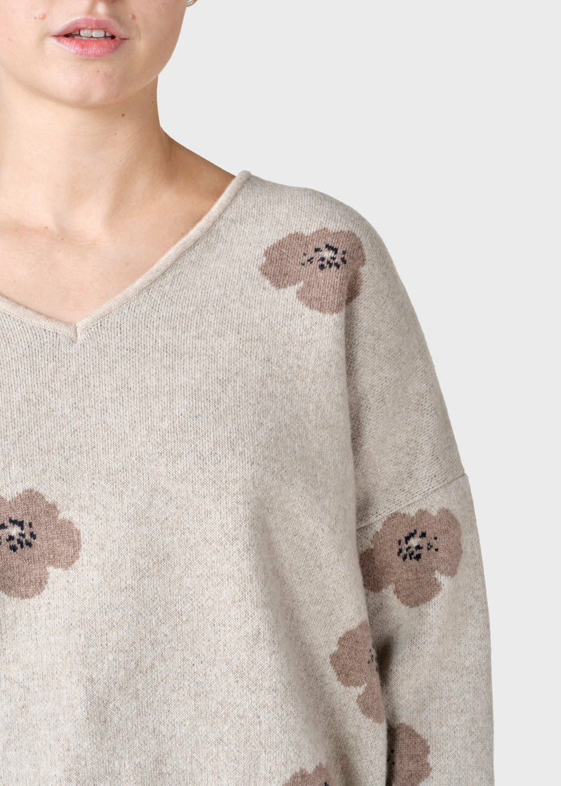 Klitmøller Collective ApS Vanessa floral knit  Knitted sweaters Pastel sand/sand