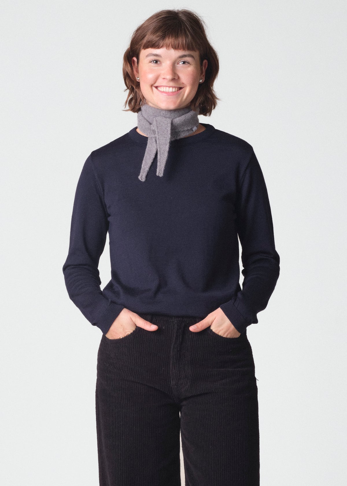 Klitmøller Collective ApS Violet small knit scarf Scarfs Light grey