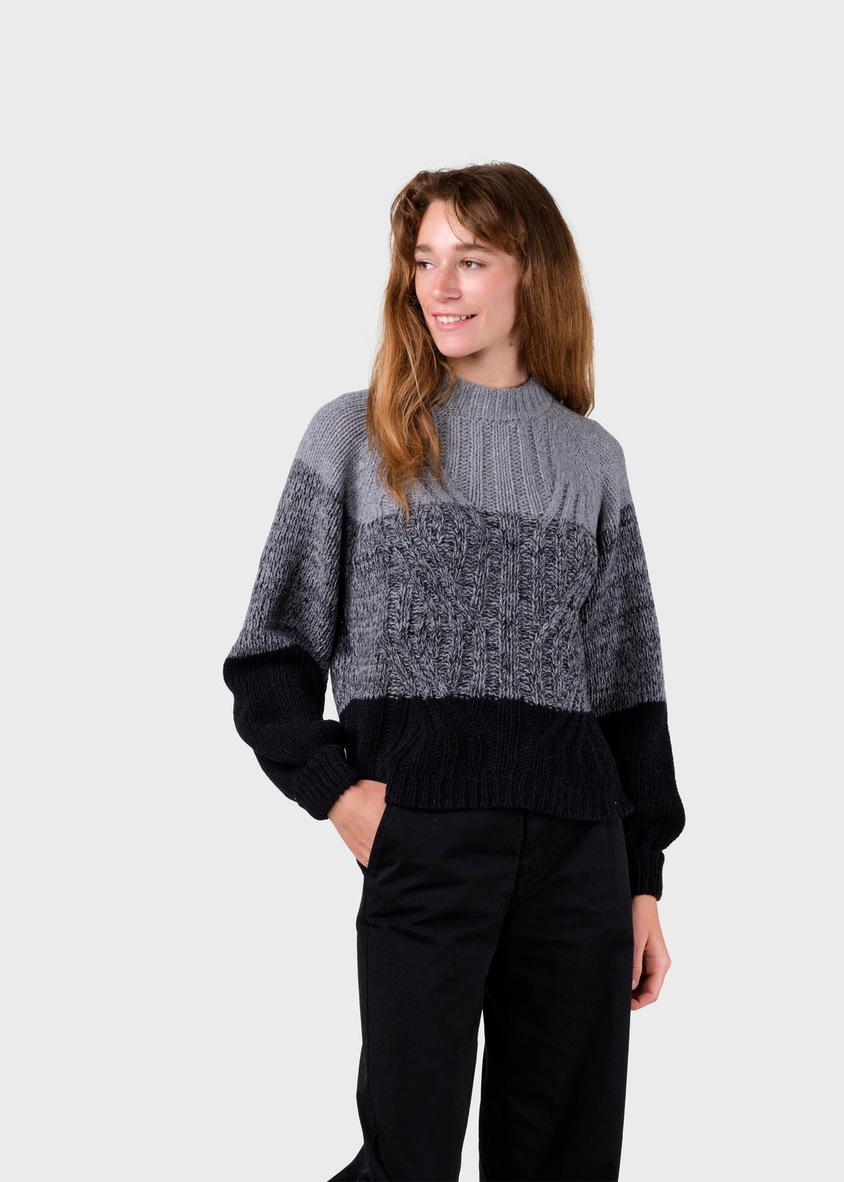 Klitmøller Collective ApS Viva knit Knitted sweaters Light grey/black