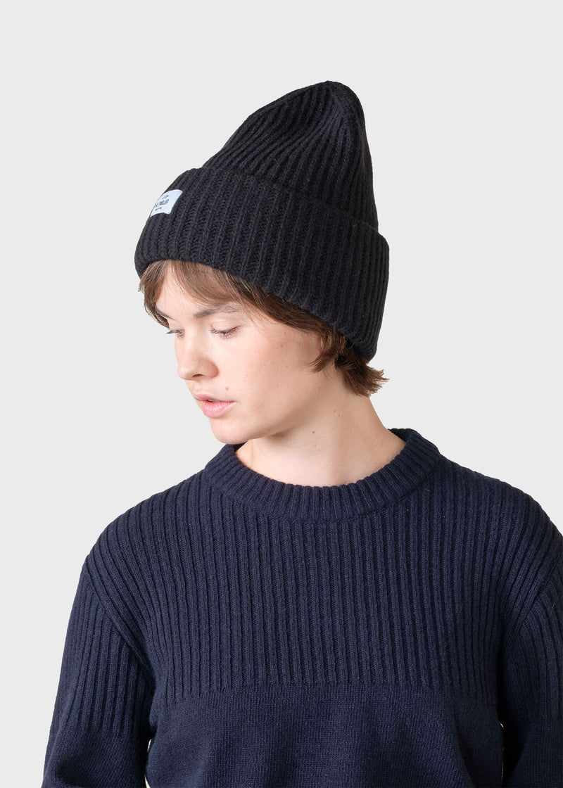 Klitmøller Collective ApS Wide rib beanie Beanies Black