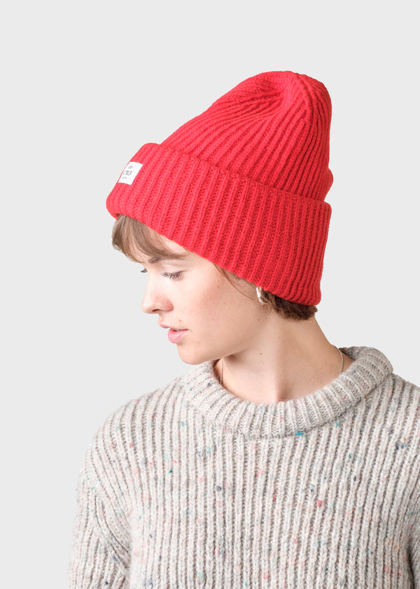 Klitmøller Collective ApS Wide rib beanie Beanies Red