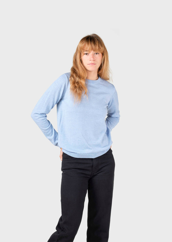Klitmøller Collective ApS Womens basic merino knit Knitted sweaters Light blue