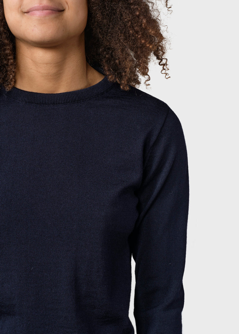 Klitmøller Collective ApS Womens basic merino knit Knitted sweaters Navy