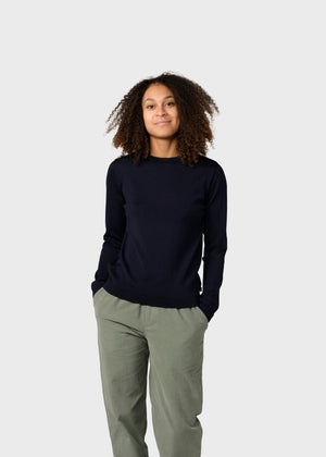 Klitmøller Collective ApS Womens basic merino knit Knitted sweaters Navy