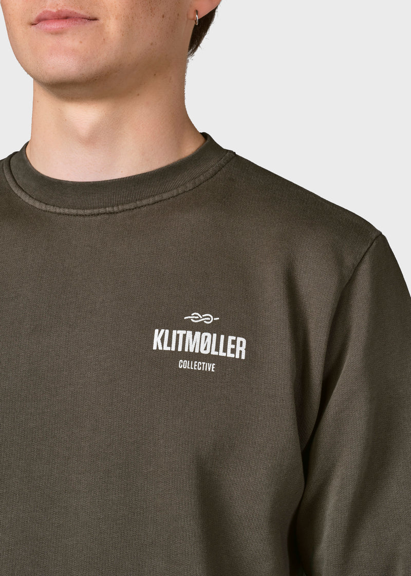 Klitmøller Collective ApS  Mens small logo crew Sweatshirts Olive
