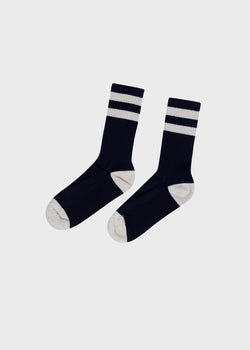 Klitmøller Collective ApS Striped merino sock Socks Navy/pastel grey