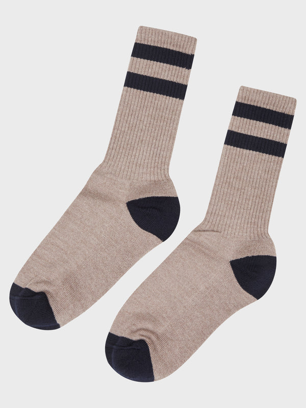 Klitmøller Collective ApS Striped merino sock Socks Sand/navy