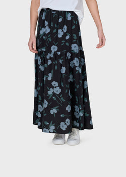 Klitmøller Collective ApS Sue print skirt Skirts Black bottom/moss green/sky blue flowers