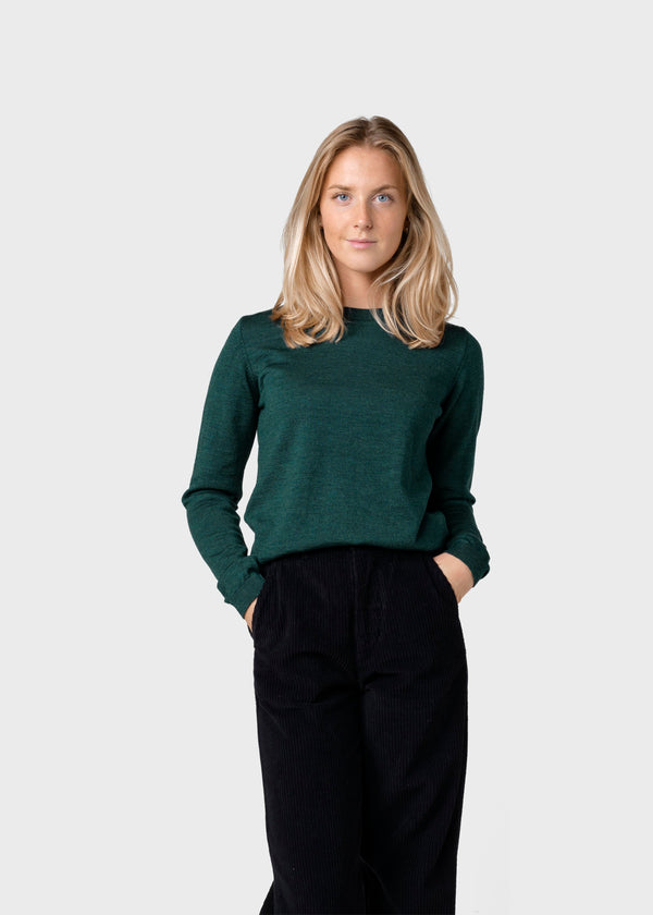 Klitmøller Collective ApS Womens basic merino knit Knitted sweaters Moss Green
