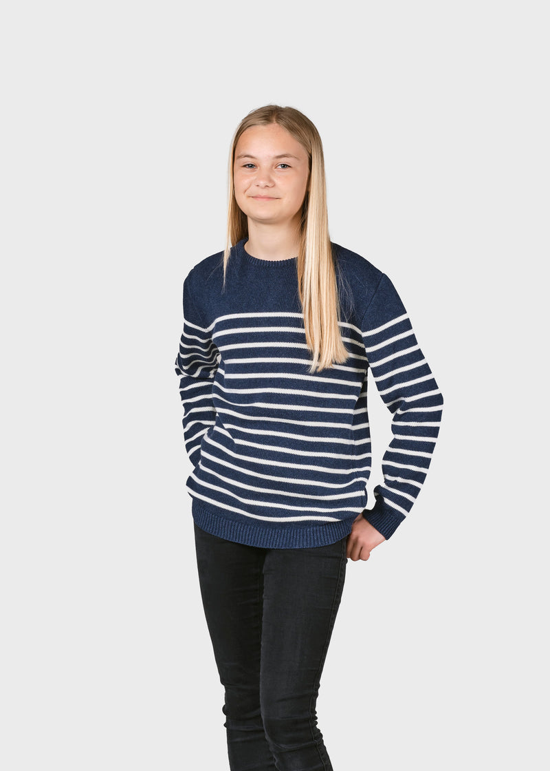 Klitmøller Collective ApS Kids stripe cotton knit Knitted sweaters Ocean/cream